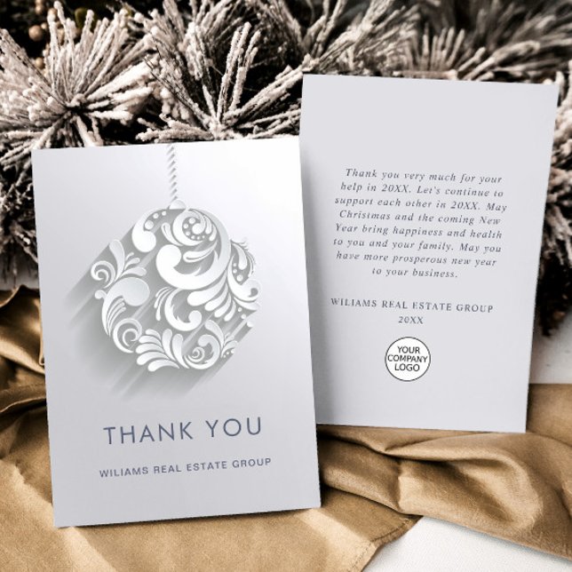 Modern Christmas Ornament Corporate Holiday Thank You Card (Creator Uploaded)