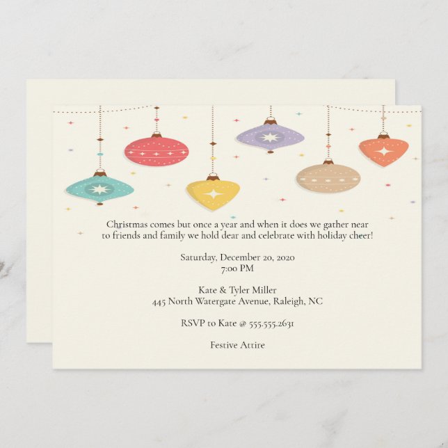 Modern Christmas Ornament Design Party Invitation (Front/Back)