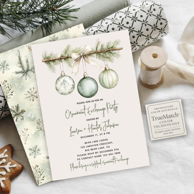Modern Christmas Ornament Exchange Party Invitation (Creator Uploaded)