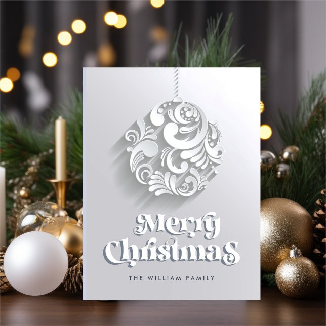 Modern Christmas Ornament Greeting Holiday Postcard (Creator Uploaded)