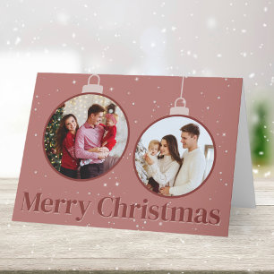 Modern Christmas Ornament Photo Red Holiday Card