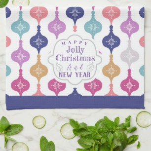 Modern Christmas Ornament Tea Towel