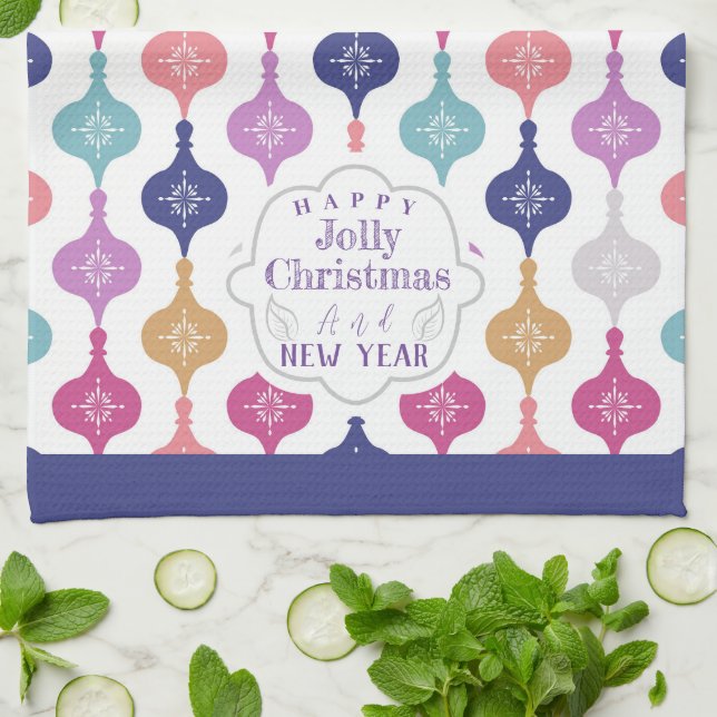 Modern Christmas Ornament  Tea Towel (Folded)