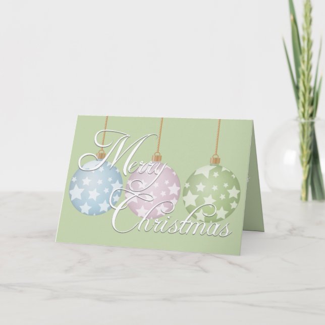 Modern Christmas Ornaments In Pastel Card (Front)