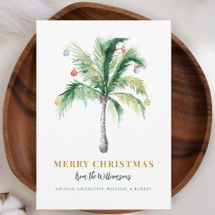 Modern Christmas Palm Tree Script Holiday Card