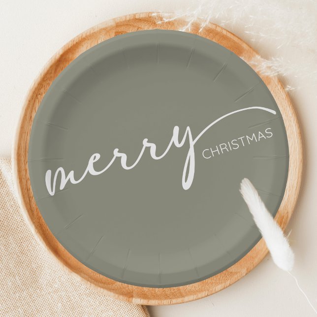 Modern Christmas Paper Plate (Modern Merry Christmas Holiday Paper Plate)