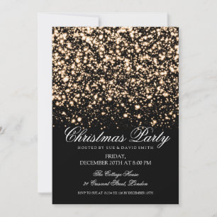 Modern Christmas Party Gold Midnight Glam Invitation