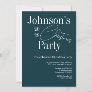 Modern Christmas Party Green Invitation