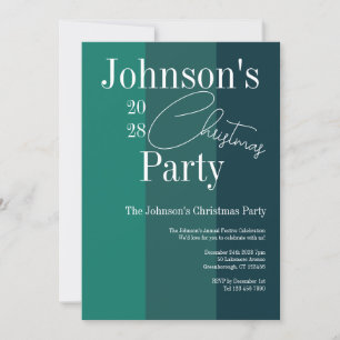 Modern Christmas Party Green Stripe Invitation