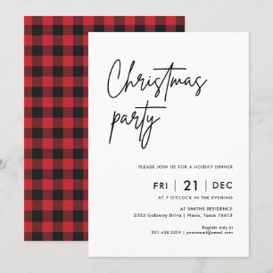 Modern Christmas Party   Holiday Dinner Invitation