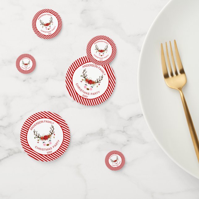 Modern Christmas Party Personalised Reindeer Confetti (Group)