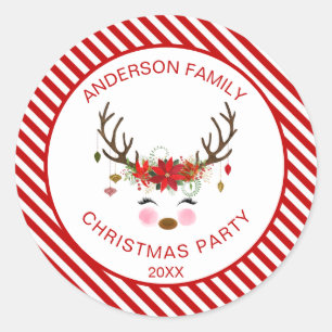 Modern Christmas Party Personalised Reindeer Seal