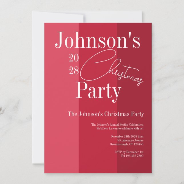 Modern Christmas Party Red Stripe Invitation (Front)