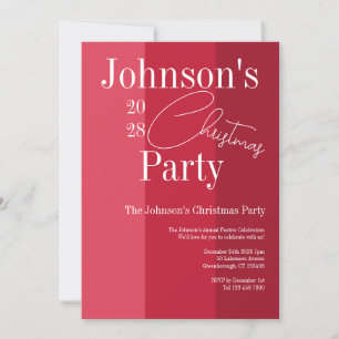 Modern Christmas Party Red Stripe Invitation