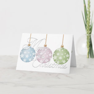 Modern Christmas Pastel Ornaments Over White Card