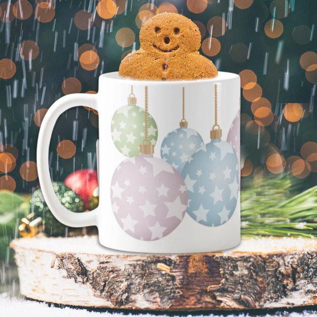 Modern Christmas Pastel Ornaments With Stars Coffee Mug (Creator Uploaded)