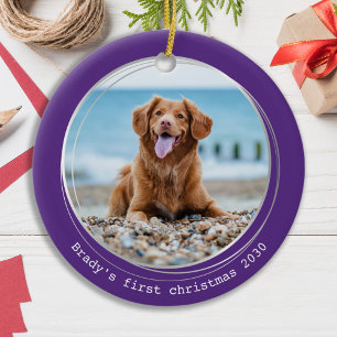 Modern Christmas Personalised Pet Dog Photo Ceramic Tree Decoration
