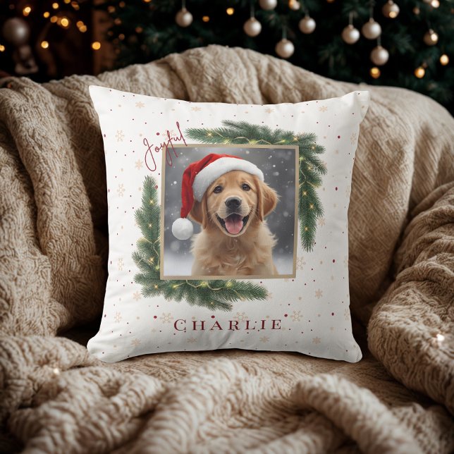 Modern Christmas Pet Photo  – Personalized Gift Cushion (Creator Uploaded)