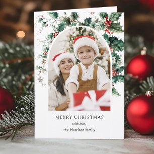 Modern Christmas Photo Arch w/Holly Card