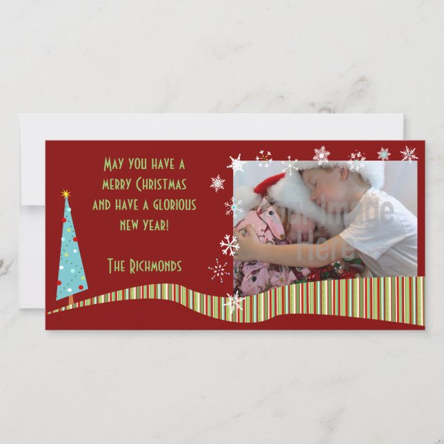 Modern Christmas Photo Card (Front)