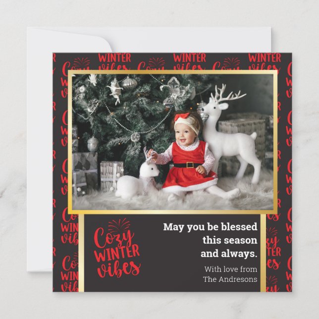 Modern Christmas Photo Card Fun Winter Cosy Vibes (Front)
