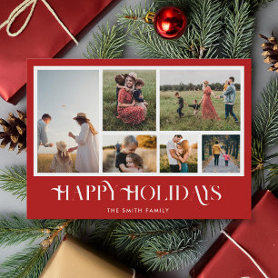 Modern Christmas Photo Collage Holiday Card