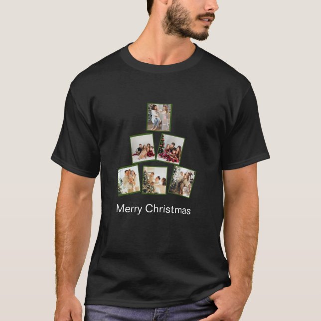 Modern Christmas Photo Collage T-Shirt (Front)