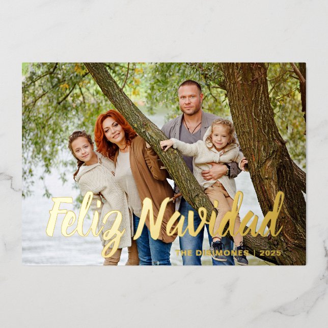 Modern Christmas Photo Feliz Navidad Gold (Front)