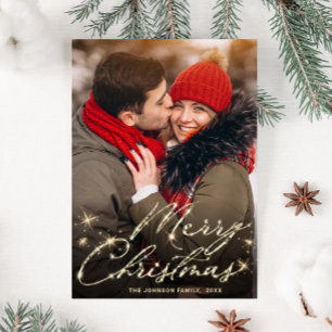 Modern Christmas PHOTO Holiday Magnetic Card