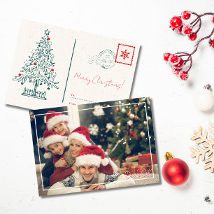 Modern Christmas Photo Season Greetings Postcard 