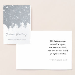 Modern Christmas Pine Trees Holiday Greetings Foil Card