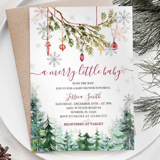 Modern Christmas Pine Trees Holiday Party Invite (Creator Uploaded)