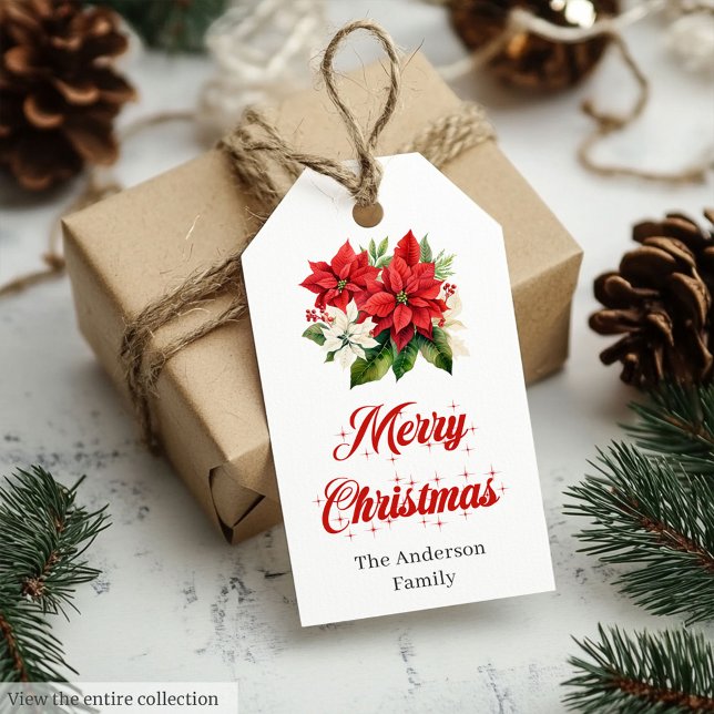 Modern Christmas Poinsettia Editable Holiday Tags (Modern Christmas Poinsettia Editable Holiday Gift Tag

)