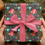 Modern Christmas Poinsettia Pattern Wrapping Paper<br><div class="desc">A whimsical Christmas pattern featuring greenery around a central Poinsettia would likely appeal to those who enjoy festive decorations with a touch of traditional charm. This pattern could be perfect for individuals who appreciate the classic elements of holiday decor, such as bright red Poinsettias, complemented by lush green foliage. It...</div>