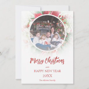 Modern Christmas  Poinsettias Frosted Overlay