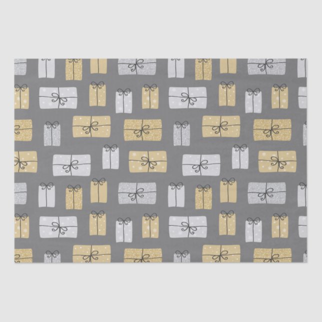 Modern Christmas Present Doodles Tissue Paper (Front)
