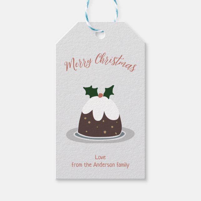 Modern Christmas Pudding Christmas Tag (Front)