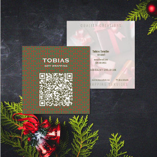 Modern Christmas QR Code Square Business Card