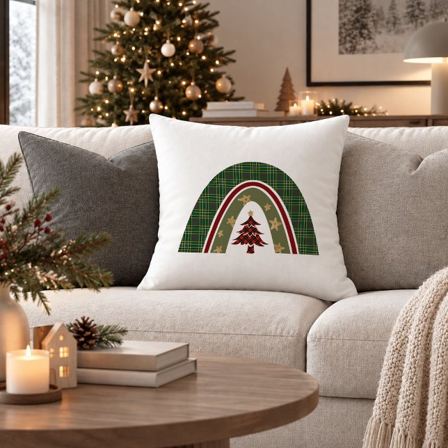 Modern Christmas Rainbow Boho Throw Pillow Design (Modern Christmas Rainbow Boho Throw Pillow Design)