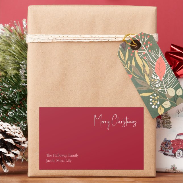 Modern Christmas | Red Family Gift Label (Holiday)