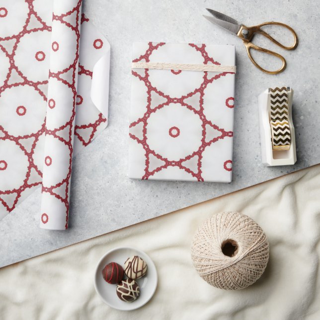 Modern Christmas Red Geometric Pattern Wrapping Paper (Crafts)
