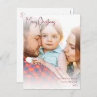 Modern Christmas Red Handwritten Script Full Photo