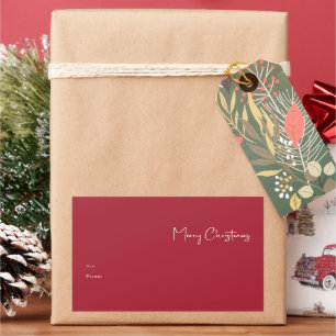 Modern Christmas Red Large Rectangle Gift Label