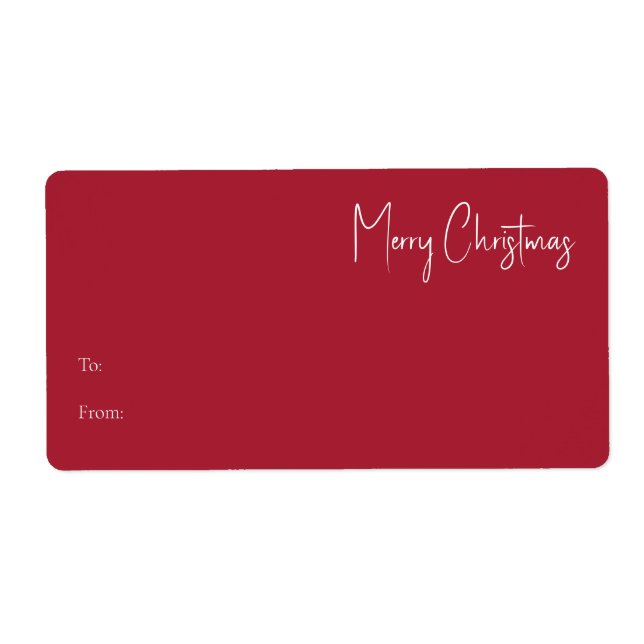Modern Christmas | Red Rectangle Gift Label (Front)
