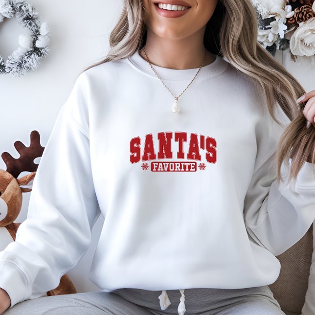 Modern Christmas Red Santa's Favourite Print Sweatshirt (Modern Christmas Red Santa's Favorite Print Sweatshirt)