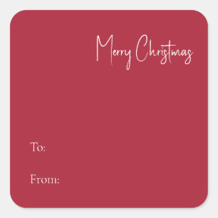 Modern Christmas   Red To From Square Sticker