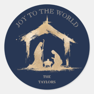 Modern Christmas Religious Nativity Mary & Joseph Classic Round Sticker