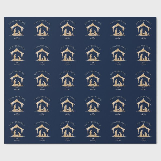 Modern Christmas Religious Nativity Mary & Joseph Wrapping Paper (Flat)