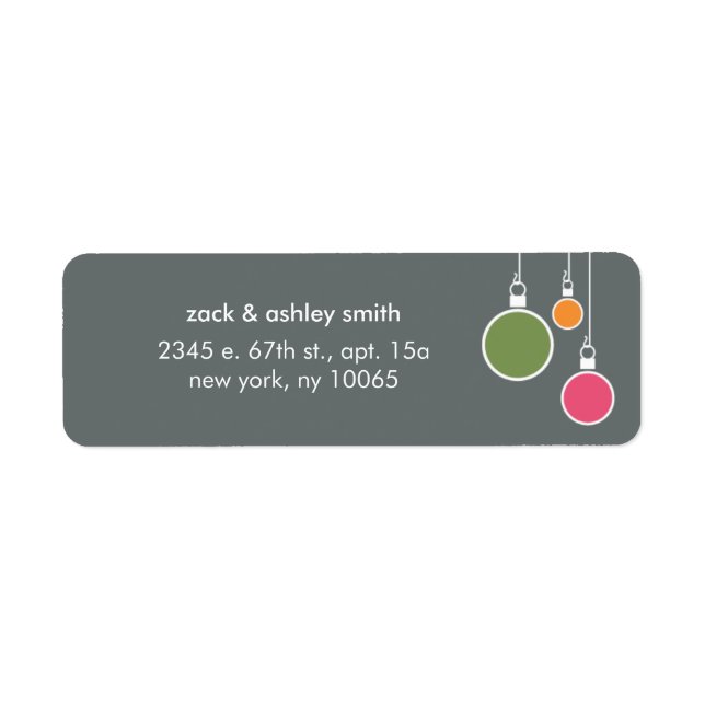 Modern Christmas Return Address Label - Grey (Front)