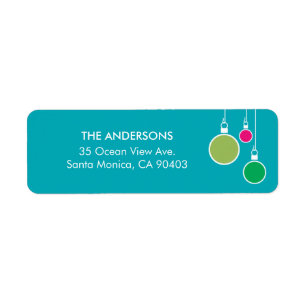 Modern Christmas Return Address Label - Turquoise